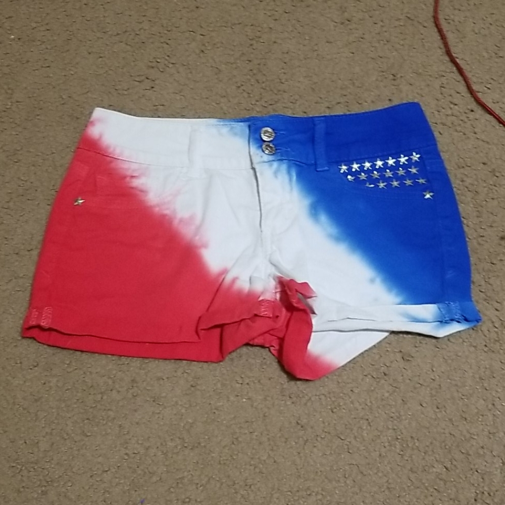 super cuter american flag tie dye jean shorts